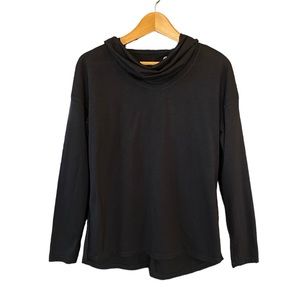 Gaiam Shirt Women’s Size Medium Cowl Neck Black Heathered Hoodie Sweatshirt M